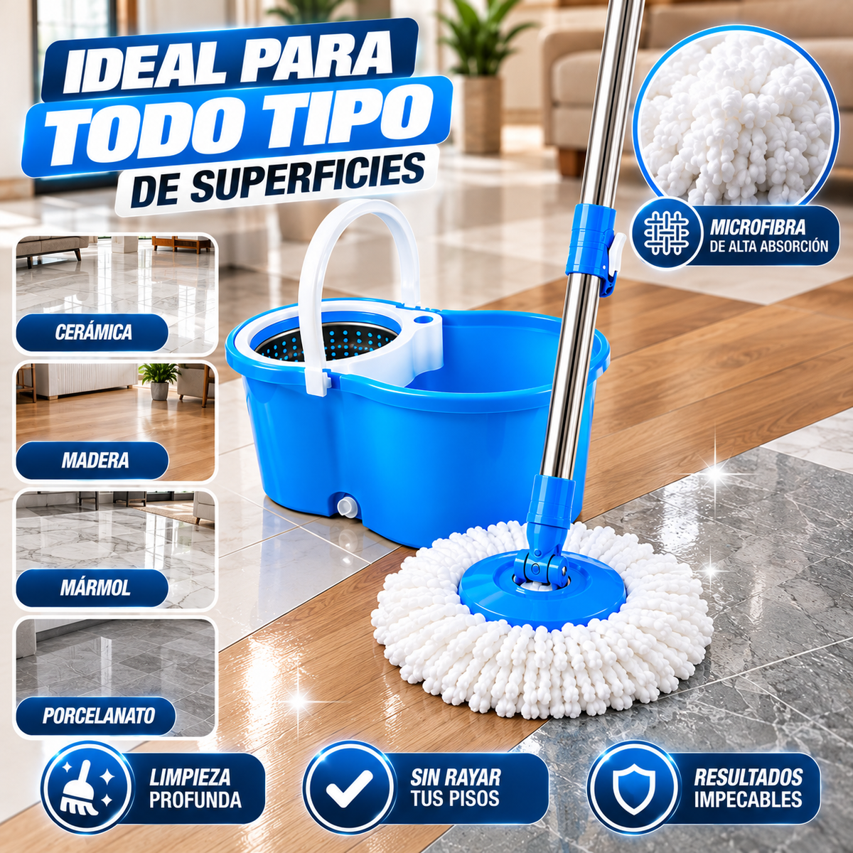 Trapeador Giratorio 360° con Cubeta