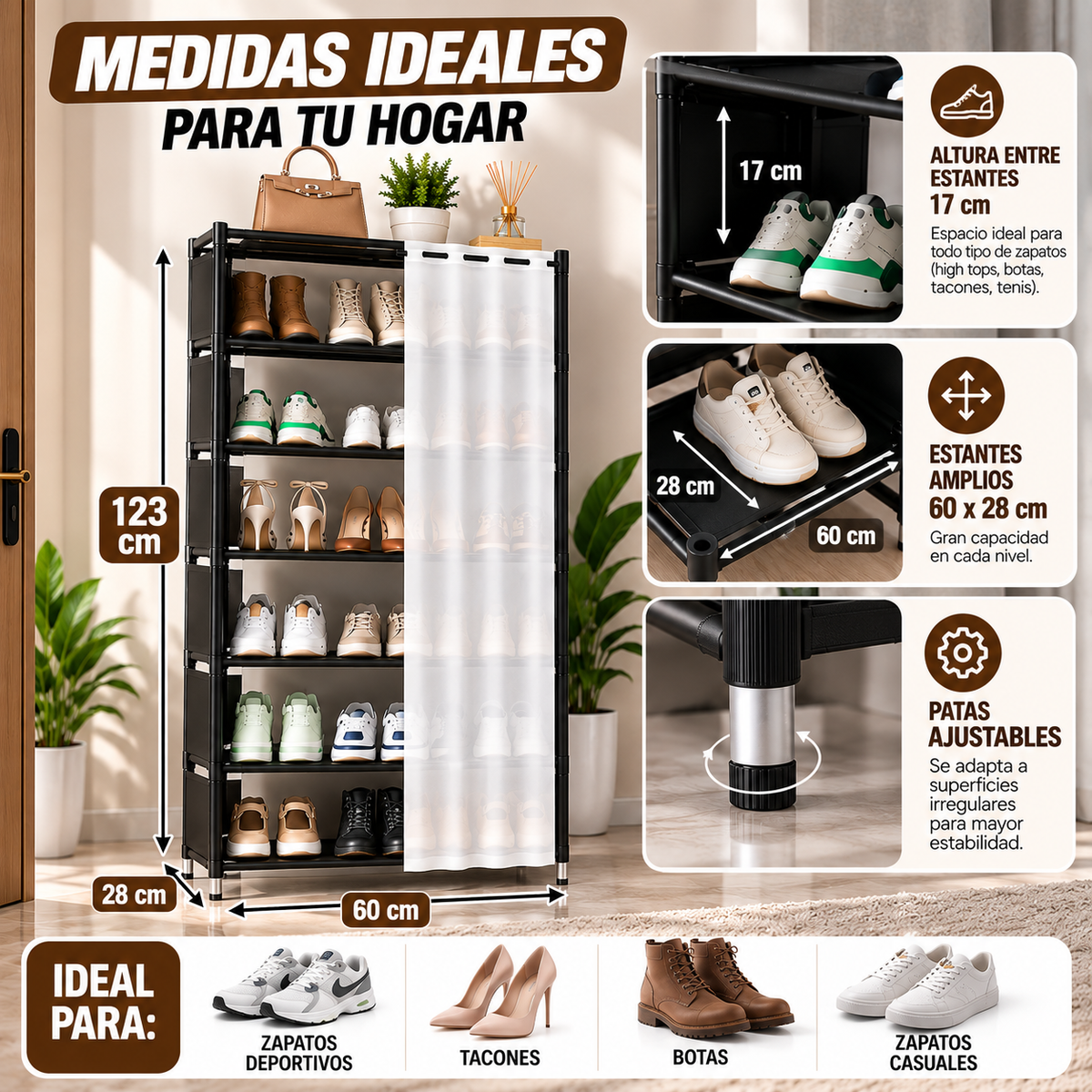 Zapatero Vertical 7 Niveles – Más Espacio, Más Orden