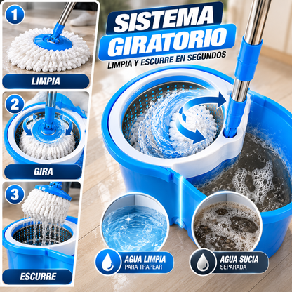 Trapeador Giratorio 360° con Cubeta
