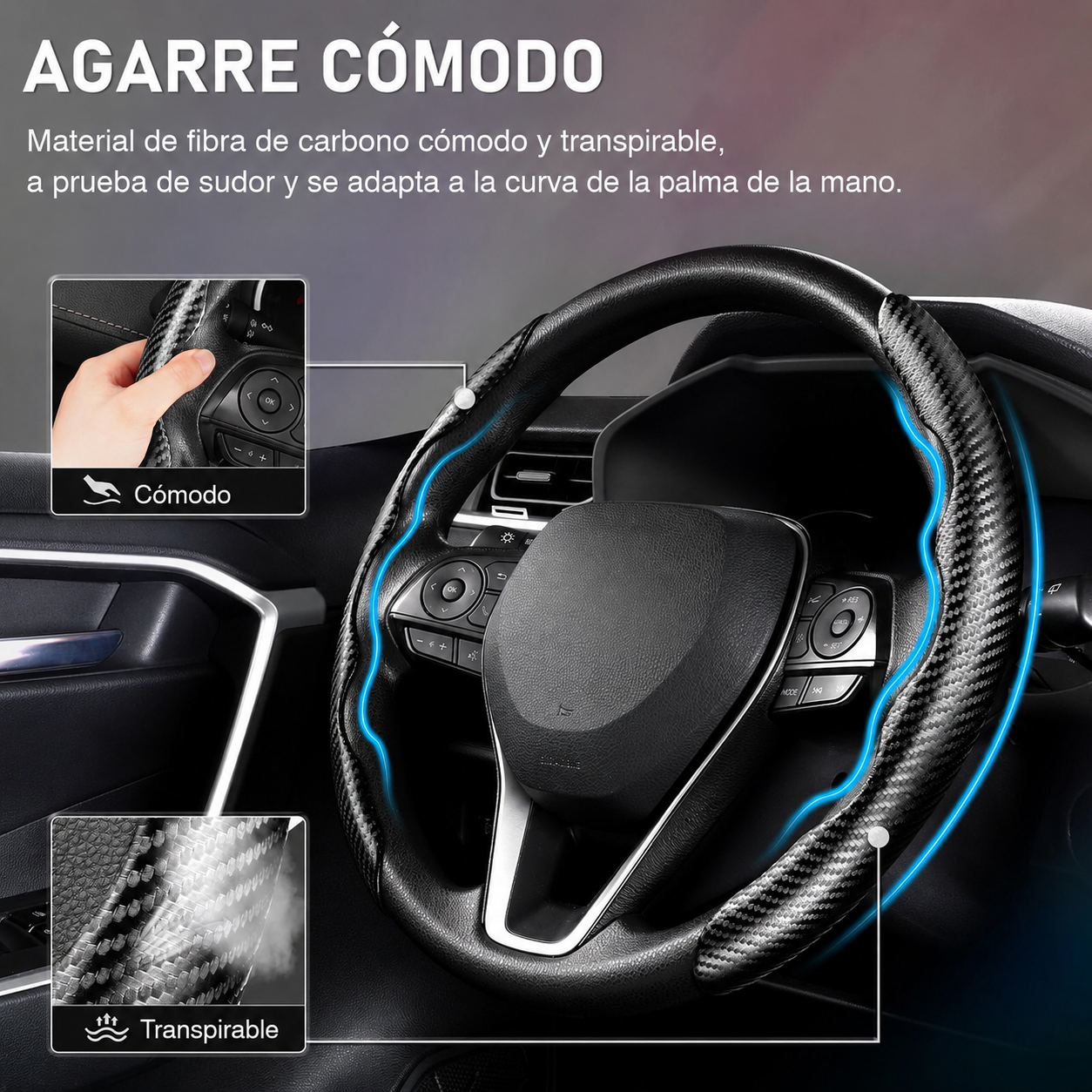 Funda De Volante De Fibra De Carbono Premium