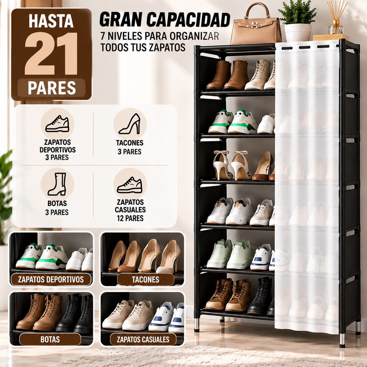Zapatero Vertical 7 Niveles – Más Espacio, Más Orden