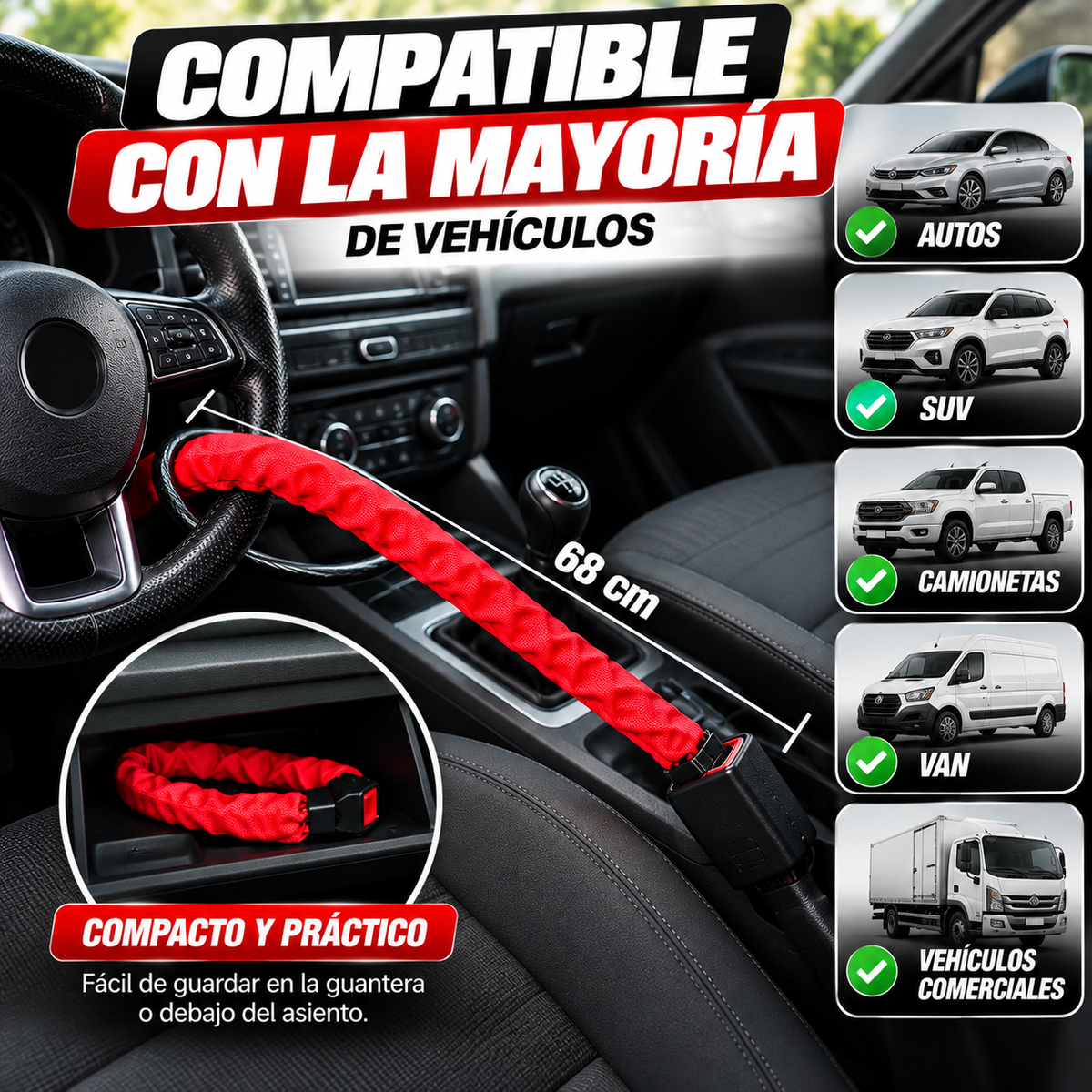 Candado Antirrobo para Vehículo – Protección Extra para tu Auto