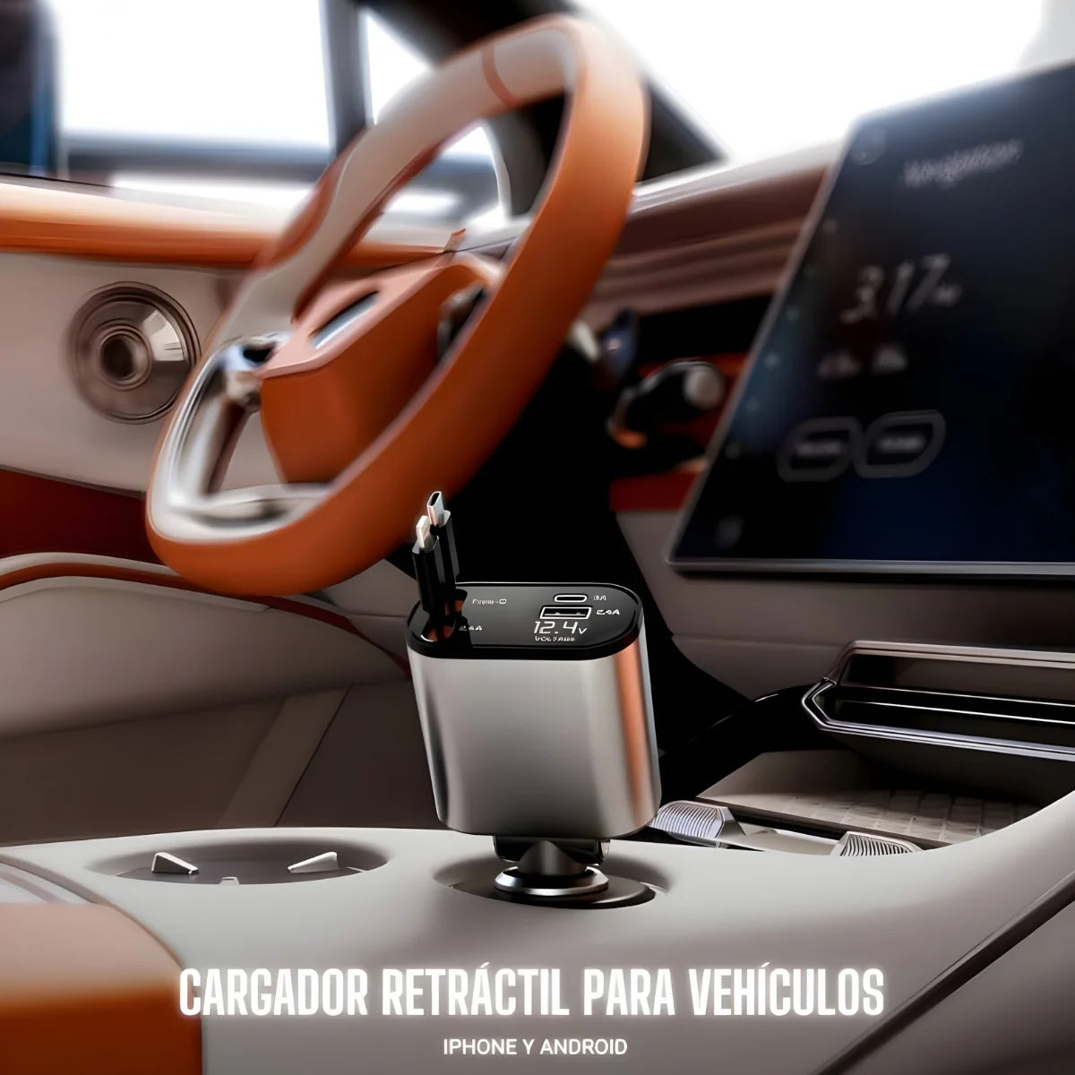 Cargador 4 en 1 para Carro – Energía y Conectividad en Todo Momento