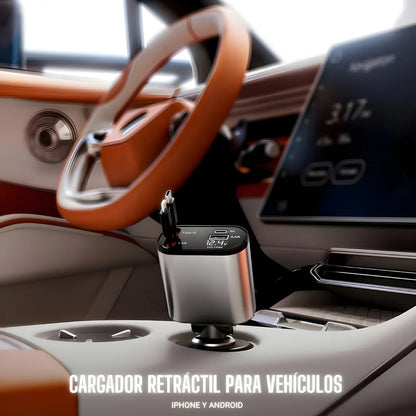 Cargador 4 en 1 para Carro – Energía y Conectividad en Todo Momento